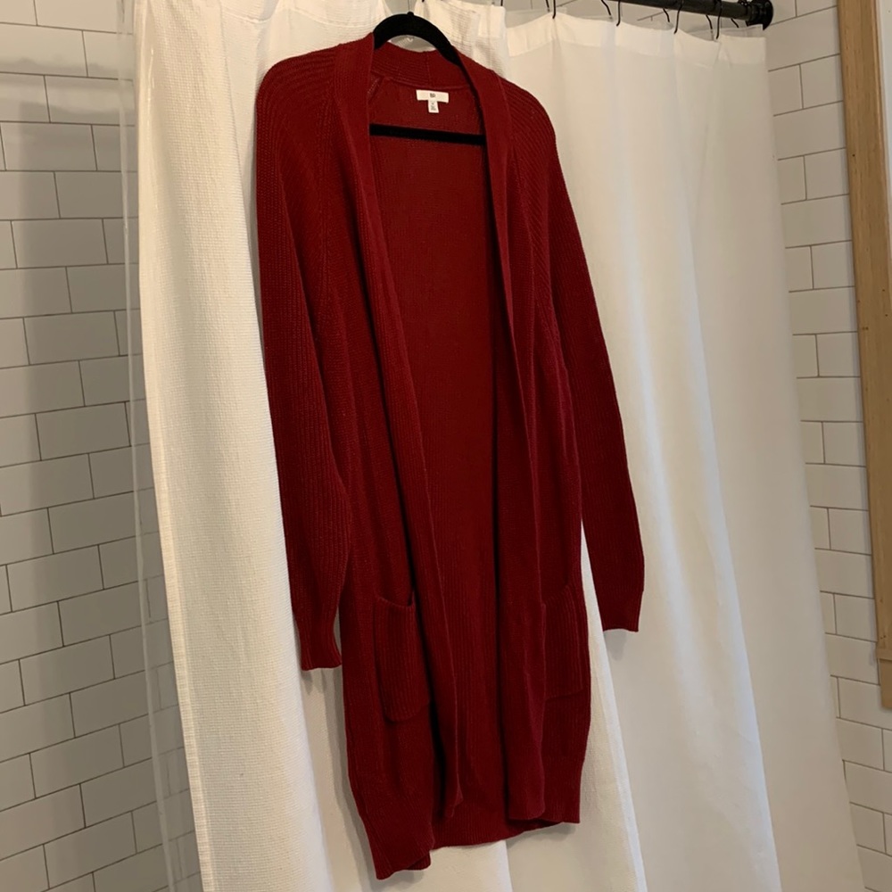 BP Burgundy Long Cotton Cardigan